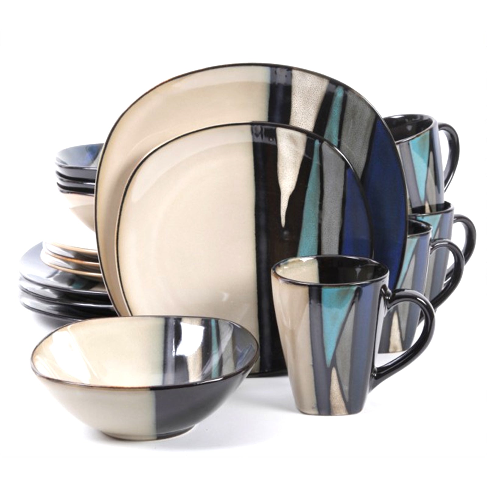 Gibson Elite Althea 16-Piece Dinnerware Set, Teal LuxuryLifeWay Online Store