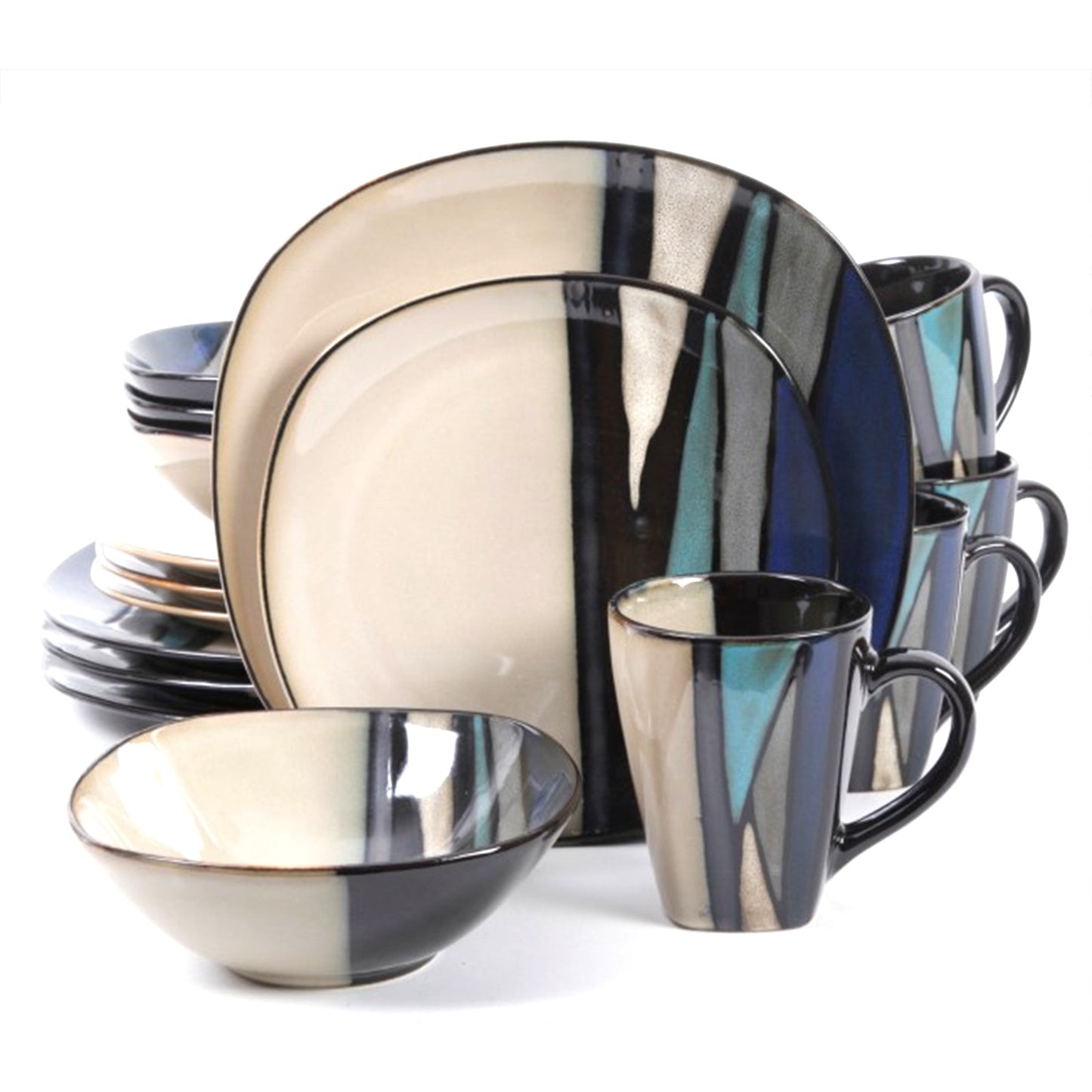 Gibson Elite Althea 16-Piece Dinnerware Set, Teal LuxuryLifeWay Online Store