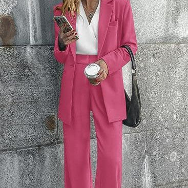 Women's Fashion Casual Solid Color Coat Trousers Suit LadyShow.Store