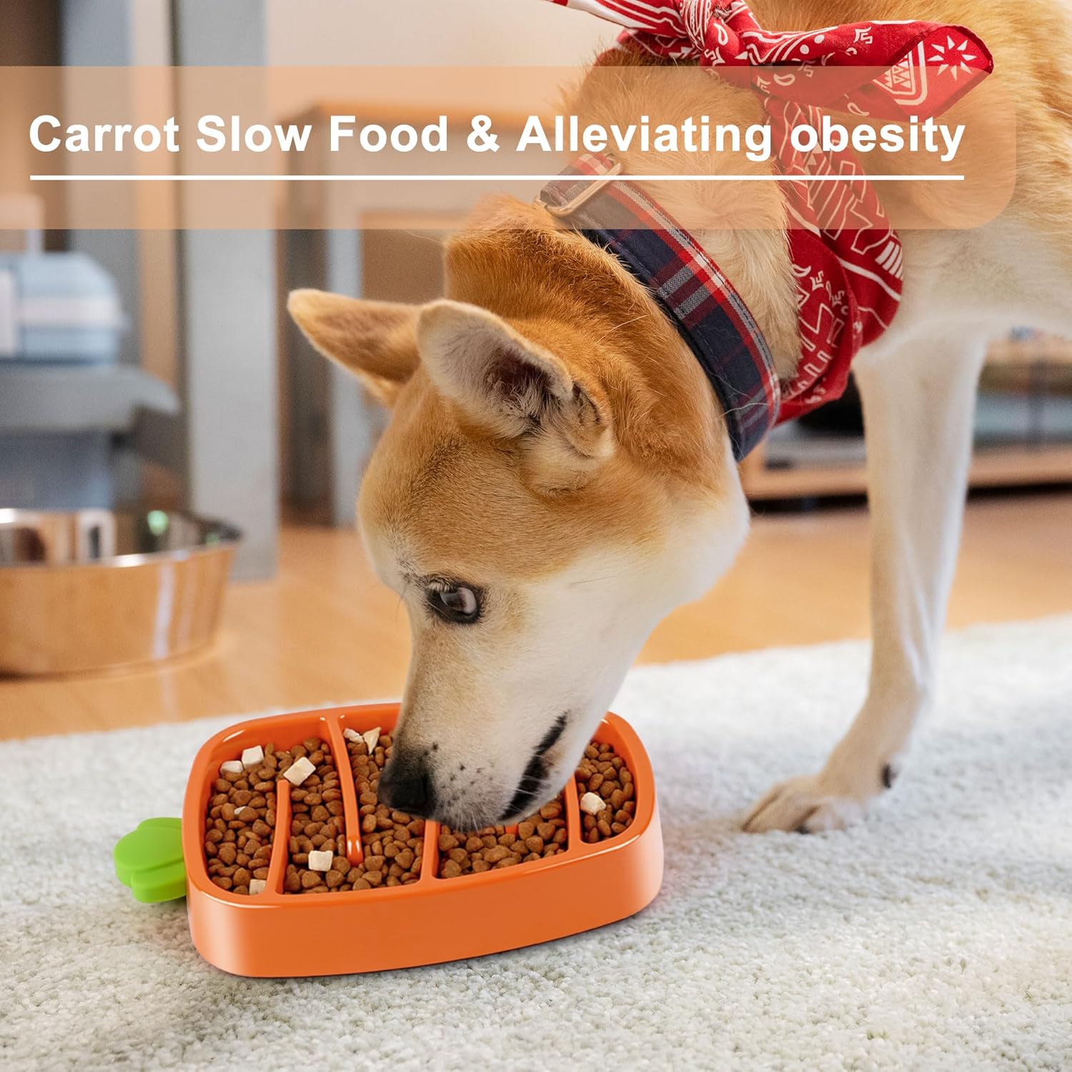 Slow Feeder Dog Bowl, Dog Food Bowl For Small & Medium-Sized Dogs, Carrot Design Dog Bowls,Non-Slip Dog Slow Feeder Bowls, Pet Slow Feeder Bowl For Dry Wet Food Pets Fashion