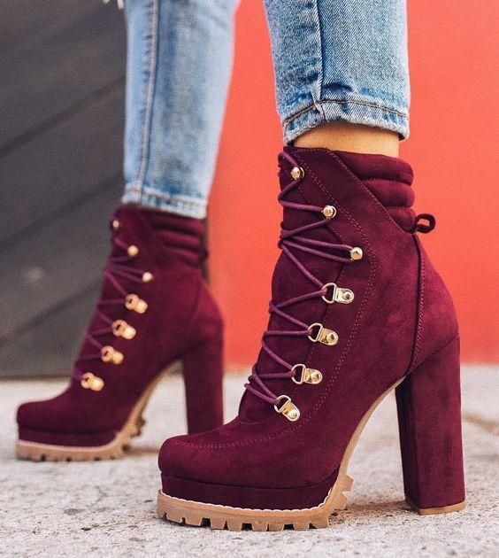 High-heel lace-up rivet short boots Best YouTube Store