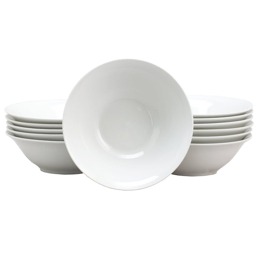 Gibson Home Noble Court 7 Inch Fine Ceramic Bowls in White 12 Piece Set LuxuryLifeWay Online Store