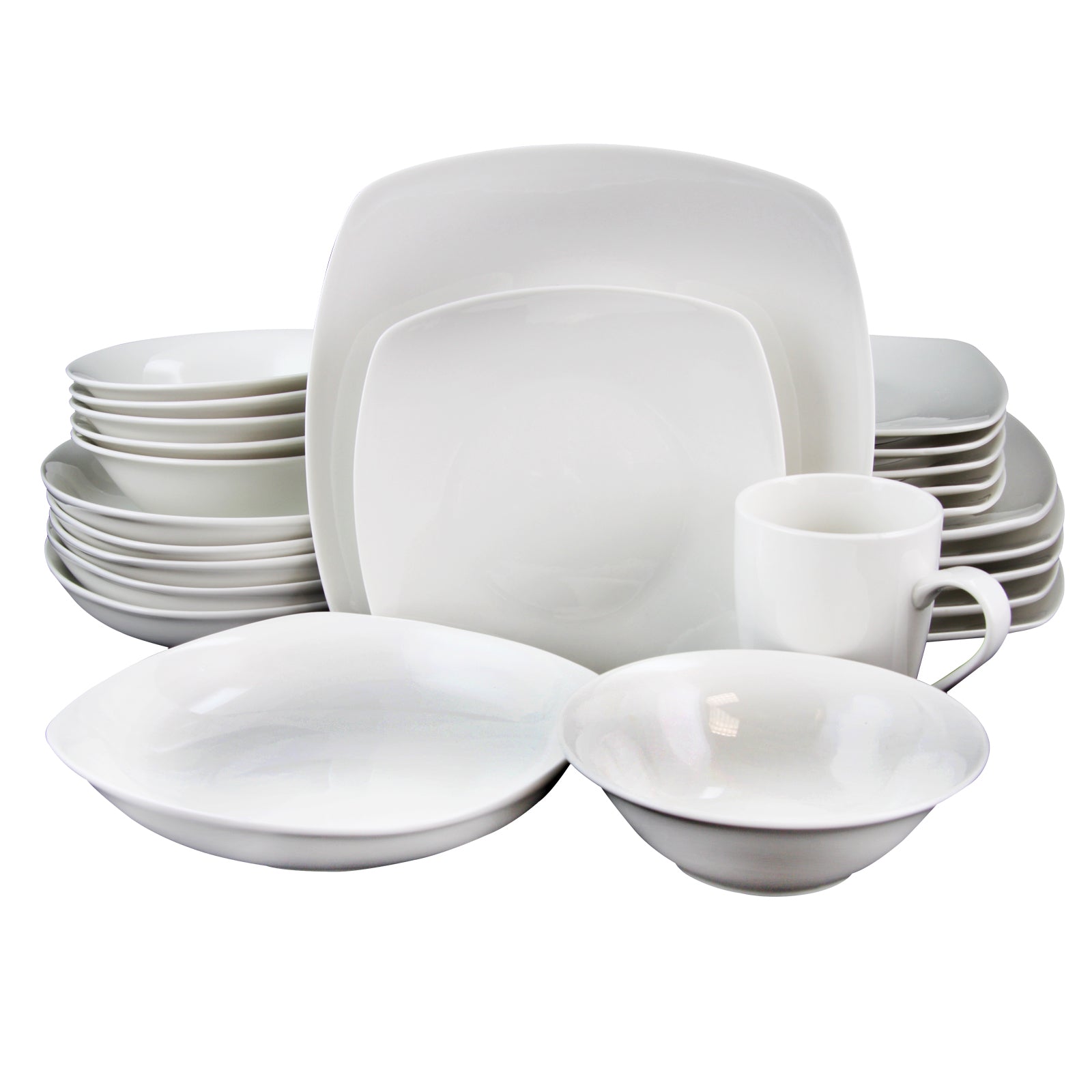 Gibson Home Hagen Square Dinnerware Set in White, Set of 30 LuxuryLifeWay Online Store