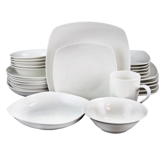 Gibson Home Hagen Square Dinnerware Set in White, Set of 30 LuxuryLifeWay Online Store