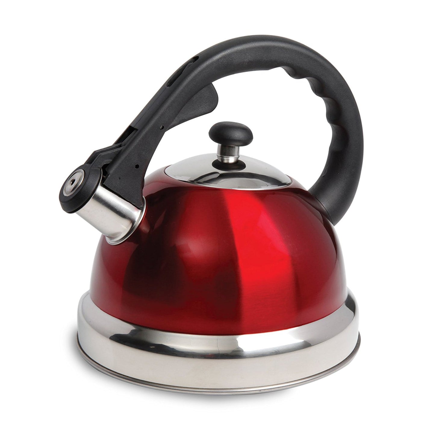 Mr Coffee Claredale 2.2 Quart Stainless Steel Whistling Tea Kettle in Red with Nylon Handle LuxuryLifeWay Online Store