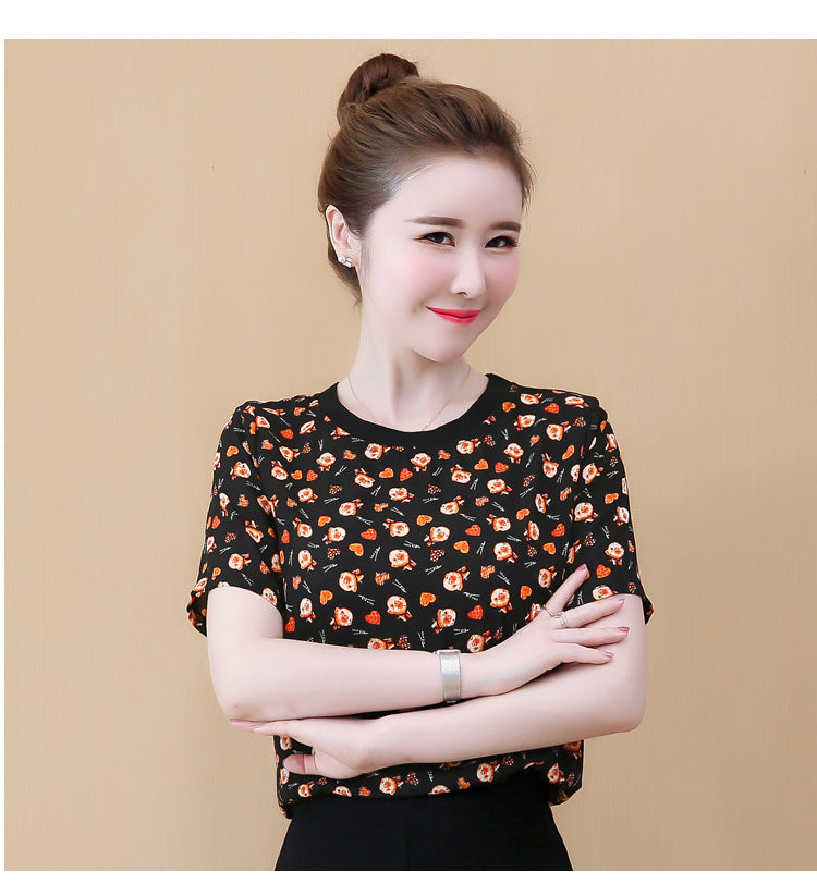 Sweet Chiffon Printed T-Shirt NorixaFashion.com