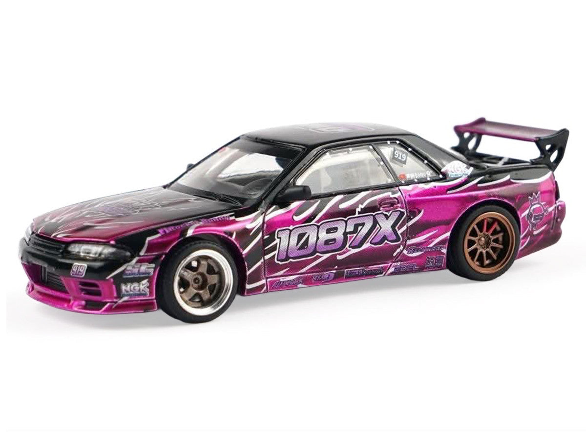 Pandem R32 "Echo Gao - 1087X" Black and Purple 1/64 Diecast Model Car by XCarToys LuxuryLifeWay Online Store