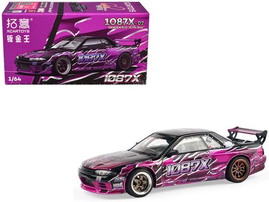 Pandem R32 "Echo Gao - 1087X" Black and Purple 1/64 Diecast Model Car by XCarToys LuxuryLifeWay Online Store