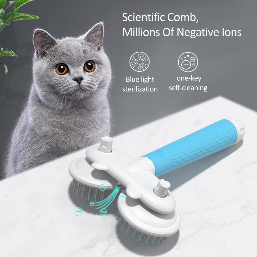 Pet Cat Brush Dog Slicker Brush Double-headed Negative Ion One-button Self Cleaning Dog Cat Hair Removal Pets Products Pets Fashion