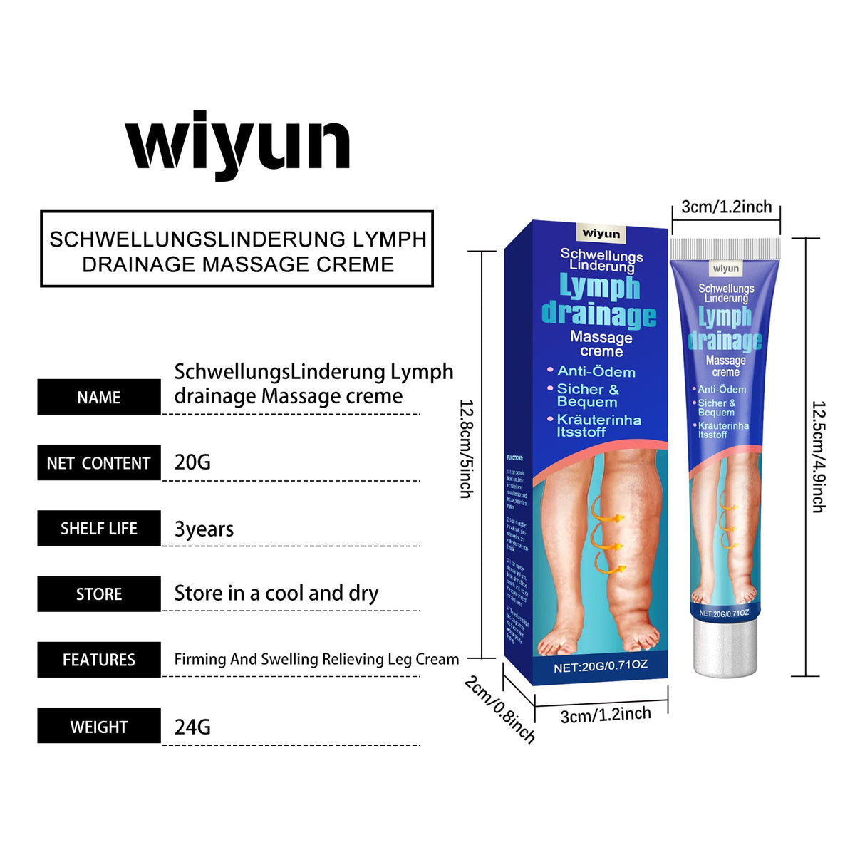 Relieve Leg Discomfort, Repair Daily Body Care, Moisturize The Skin, Massage Cream, Relieve Leg Swelling, Care Cream 20g 1 Box Tri Light Beauty