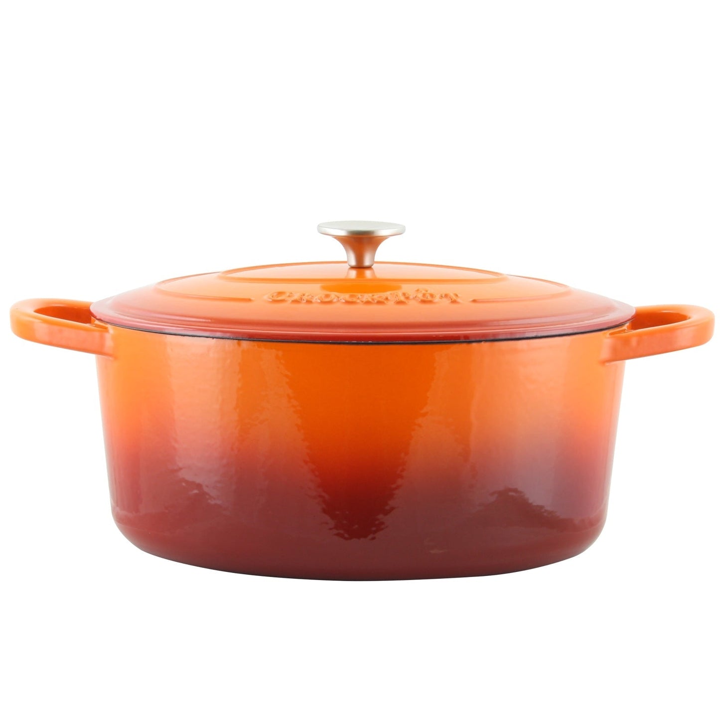 Crock Pot Artisan 7 Quart Enameled Cast Iron Oval Dutch Oven in Sunset Orange LuxuryLifeWay Online Store