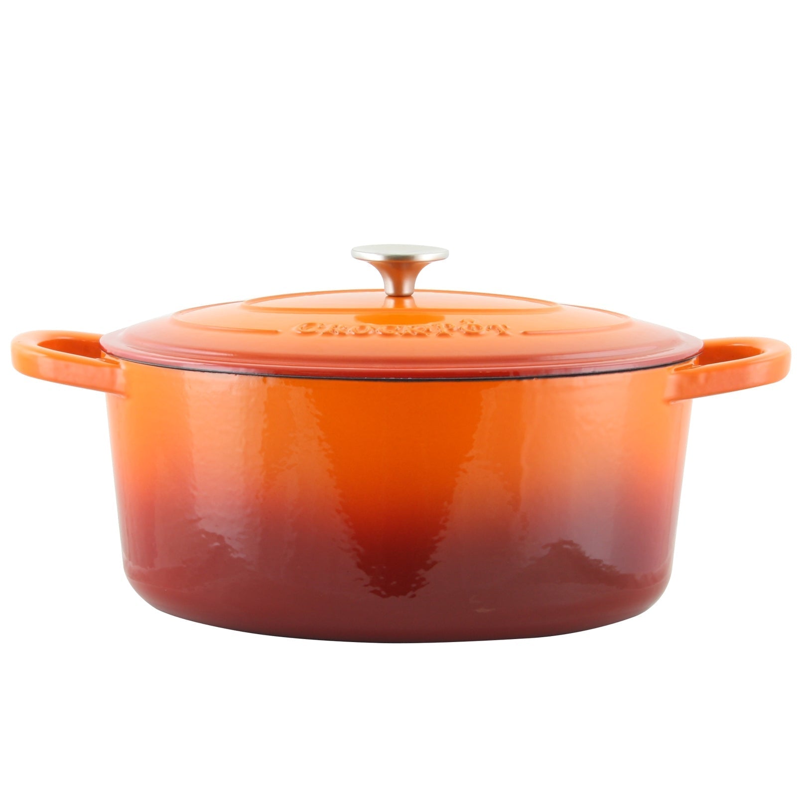 Crock Pot Artisan 7 Quart Enameled Cast Iron Oval Dutch Oven in Sunset Orange LuxuryLifeWay Online Store