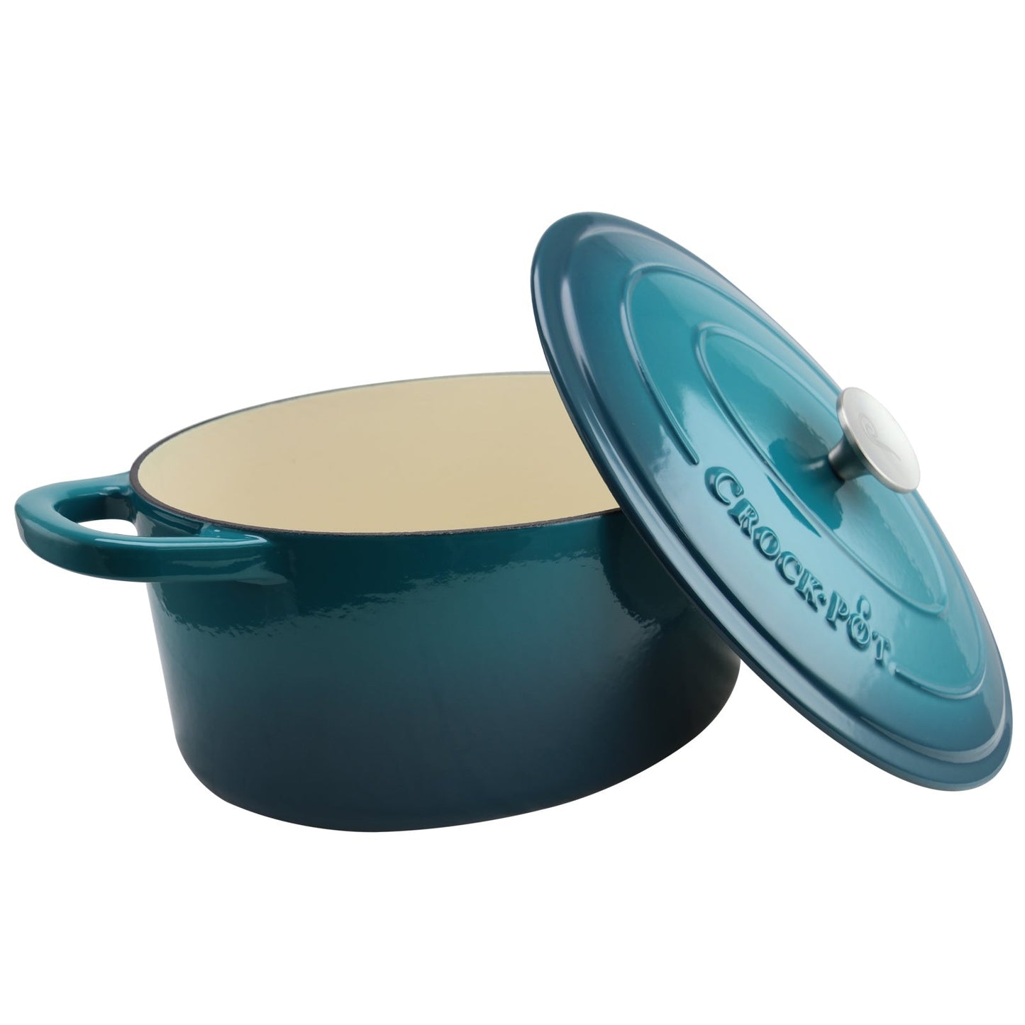 Crock Pot Artisan 7 Quart Enameled Cast Iron Oval Dutch Oven in Teal Ombre LuxuryLifeWay Online Store