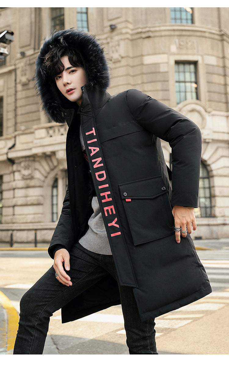 2019 Winter Stylish Long Hooded Cotton Jacket for Men Pi-Mart