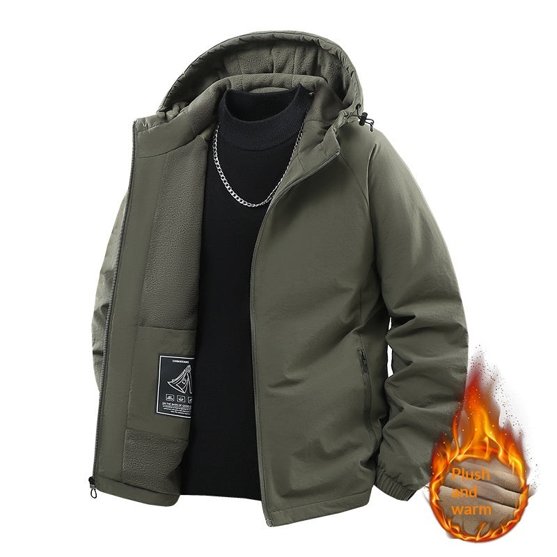 Men's Casual Fleece-lined Thick Hooded Jacket Best YouTube Store