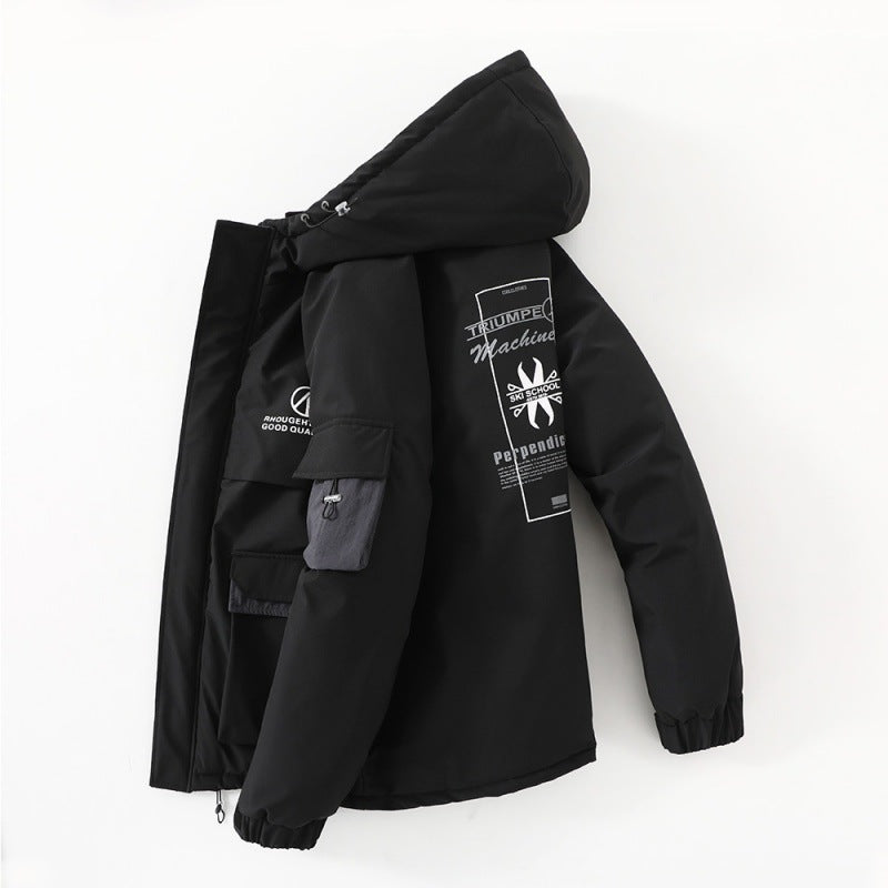 Fashion Print Hooded Cotton Jacket for Men Winter Wear Pi-Mart