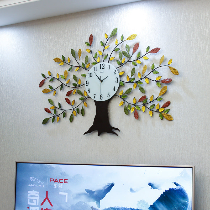 Living Room Modern Simple Fashion Creative Fortune Tree Quartz Clock Wall Clock PearlNestDecor.com