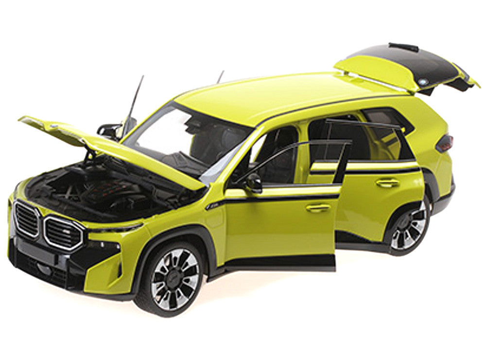 2023 BMW XM Yellow with Black Stripes 1/18 Diecast Model Car by Minichamps LuxuryLifeWay Online Store