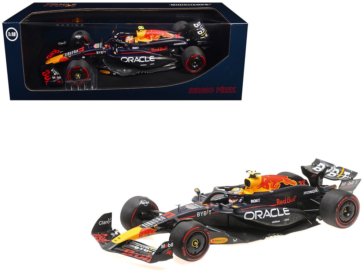 Red Bull Racing RB20 #11 Sergio Perez "Oracle" 2nd Place F1 Formula One "Bahrain GP" (2024) with Driver Limited Edition to 180 pieces Worldwide 1/18 Diecast Model Car by Minichamps LuxuryLifeWay Online Store