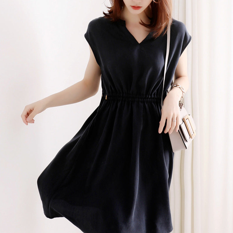 Dress dress solid color short sleeve chiffon skirt women NorixaFashion.com