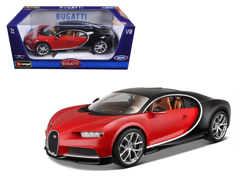2016 Bugatti Chiron Red with Black 1/18 Diecast Model Car by Bburago LuxuryLifeWay Online Store