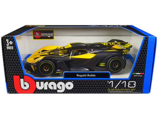 Bugatti Bolide Yellow and Carbon Gray 1/18 Diecast Model Car by Bburago LuxuryLifeWay Online Store