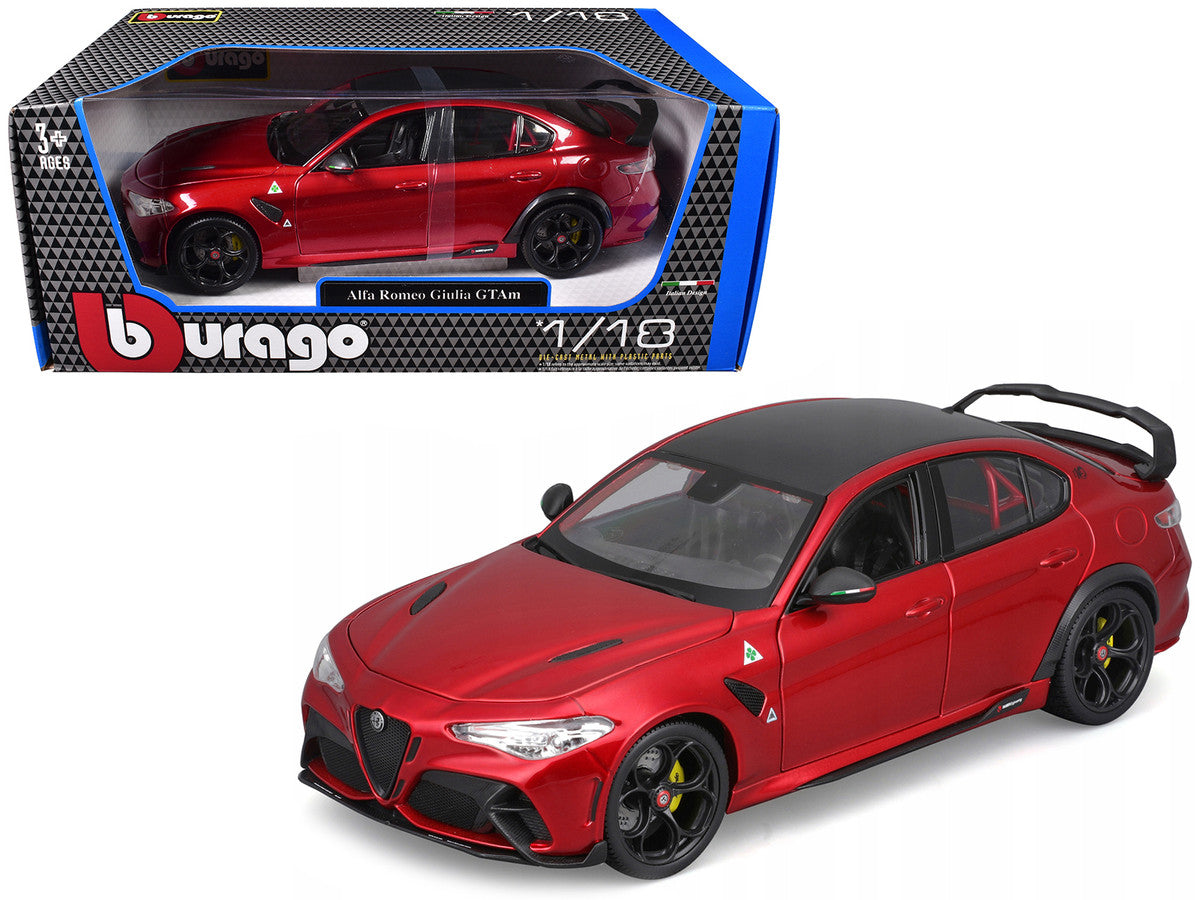 Alfa Romeo Giulia GTAm Red Metallic with Carbon Top 1/18 Diecast Model Car by Bburago LuxuryLifeWay Online Store