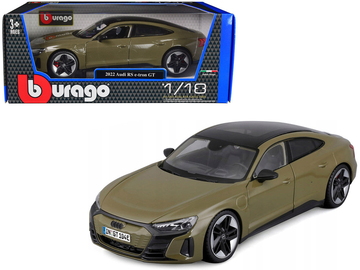 2022 Audi RS e-tron GT Dark Green with Sunroof 1/18 Diecast Model Car by Bburago LuxuryLifeWay Online Store