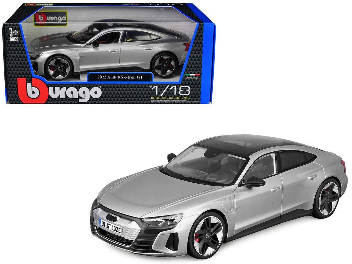 2022 Audi RS e-tron GT Silver Metallic with Sunroof 1/18 Diecast Model Car by Bburago LuxuryLifeWay Online Store