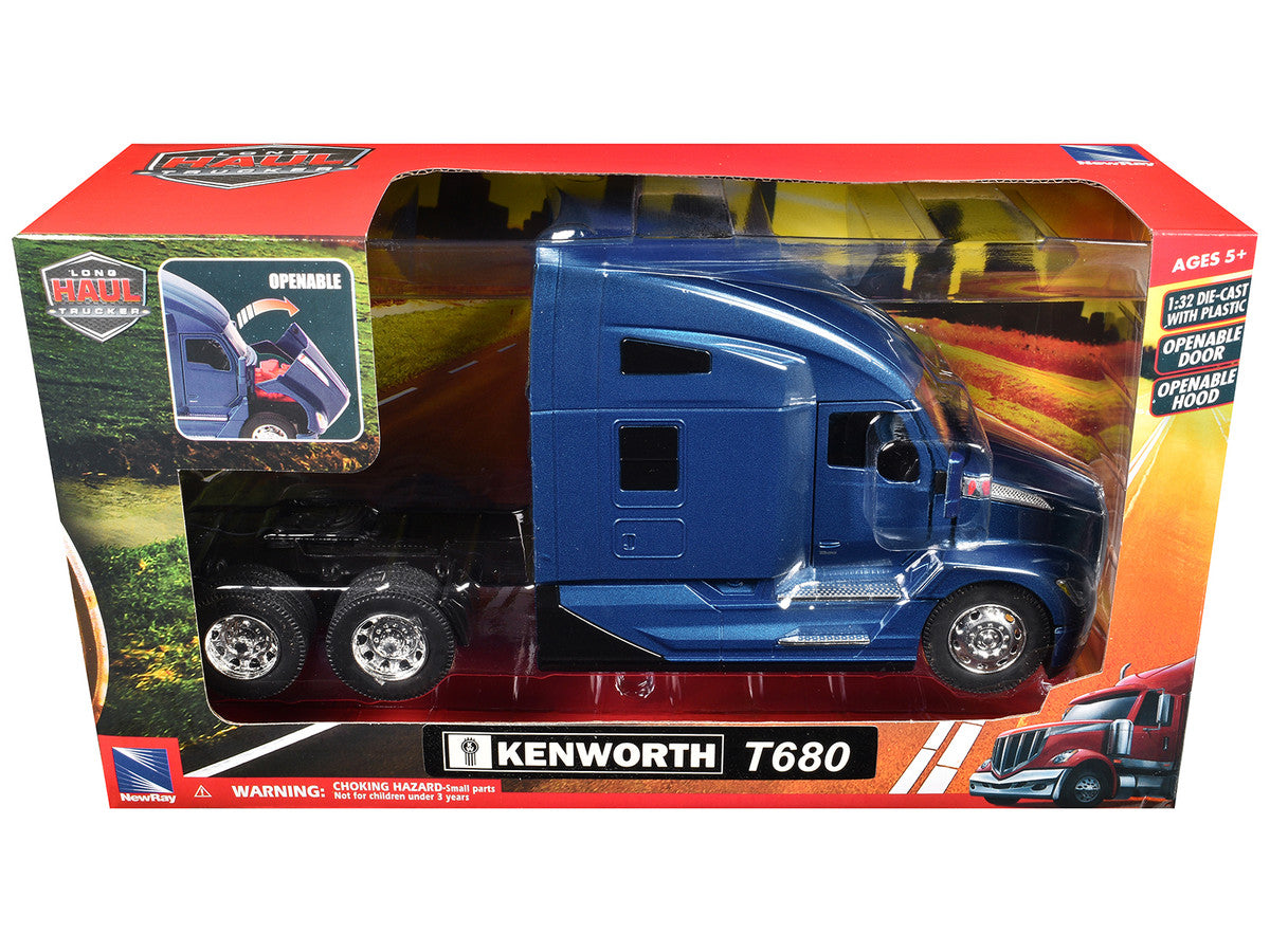 Kenworth T680 Truck Tractor Blue Metallic "Long Haul Truckers" Series 1/32 Diecast Model by New Ray LuxuryLifeWay Online Store