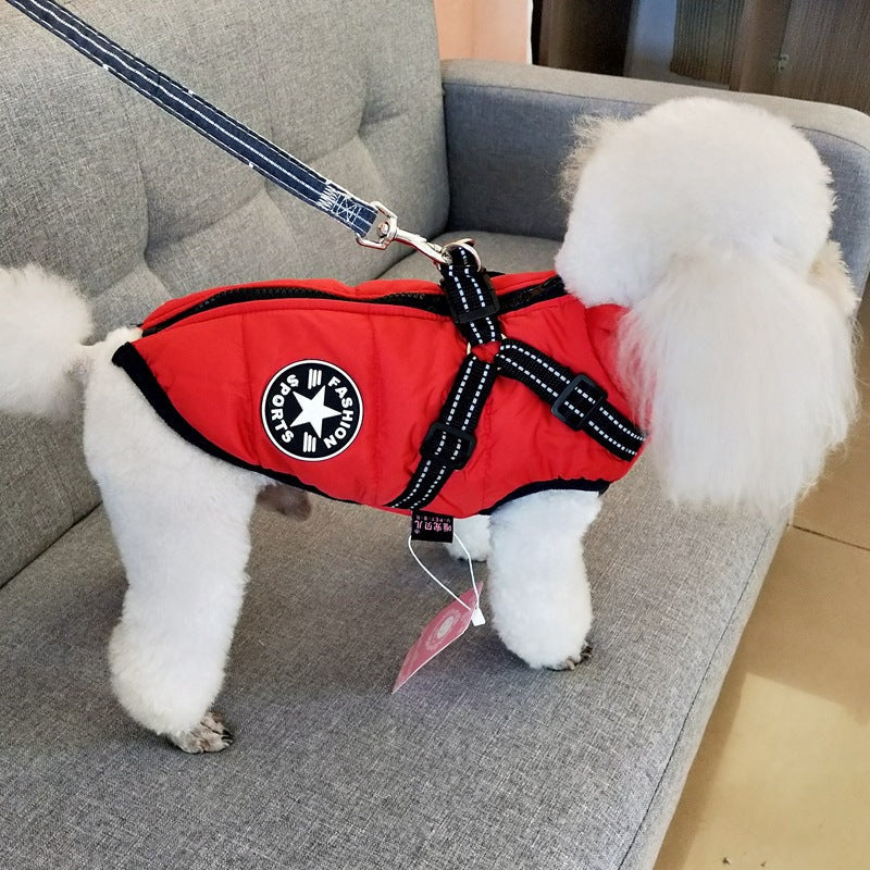 Waterproof Dog Clothes Winter Dog Coat With Harness Warm Pet Clothing Big Dog Jacket Chihuahua Labrador Coat Costume Best YouTube Store