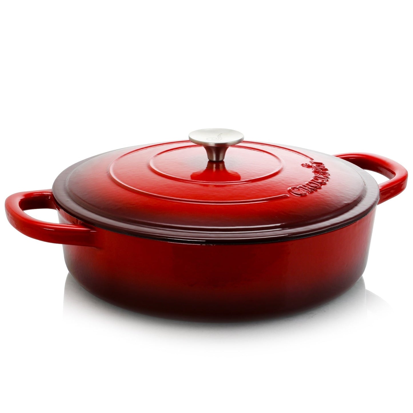 Crock Pot Artisan Enameled Cast Iron 5 Quart Round Braiser Pan with Self Basting Lid in Scarlet Red LuxuryLifeWay Online Store