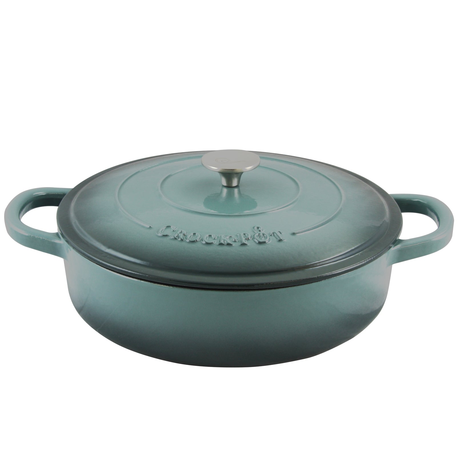 Crock-Pot Artisan Enameled 5 Quart Cast Iron Round Braiser Pan with Self Basting Lid in Slate Grey LuxuryLifeWay Online Store