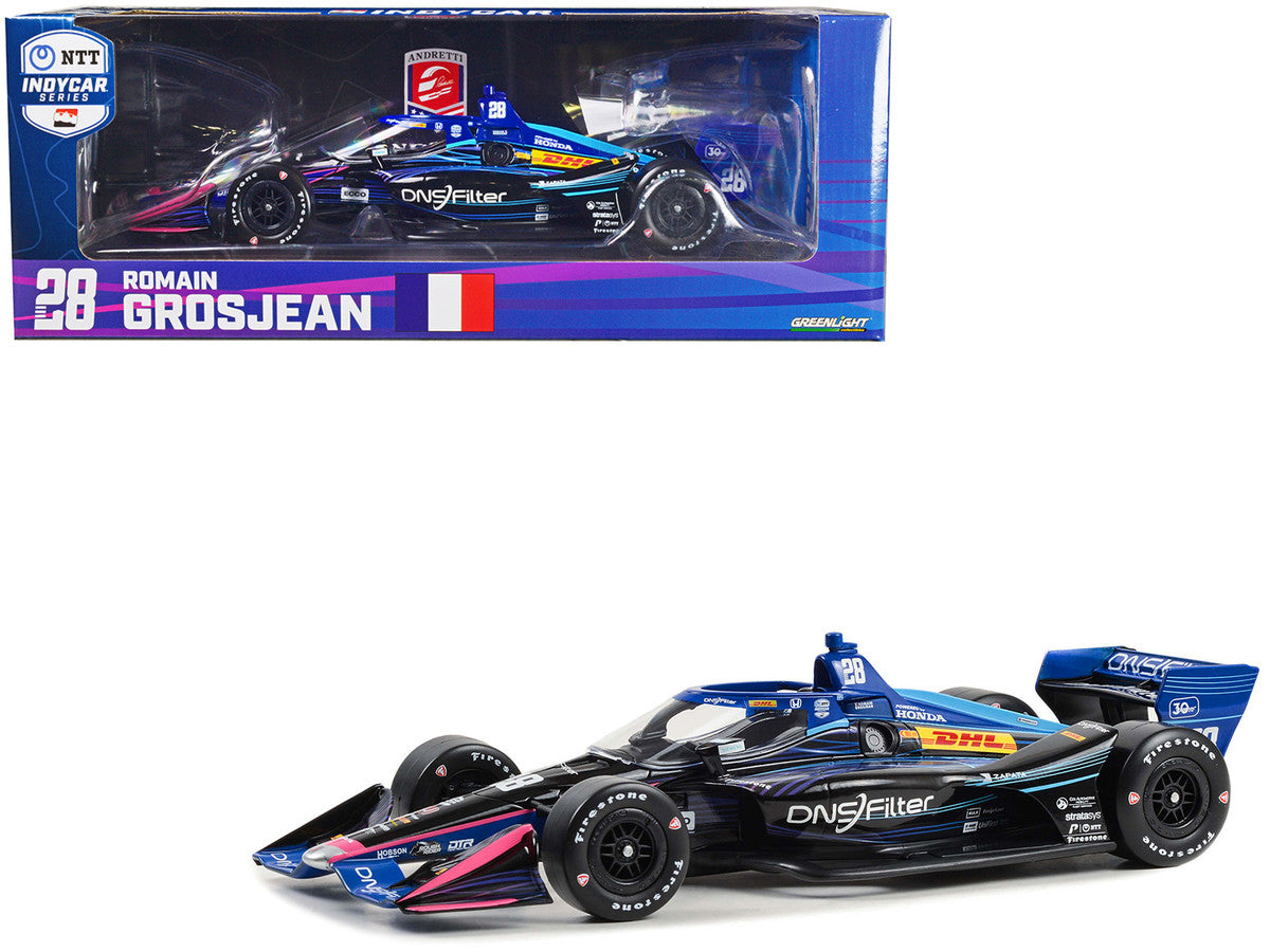 Dallara IndyCar #28 Romain Grosjean "DNSFilter" Andretti Autosport (Road Course Configuration) "NTT IndyCar Series" (2023) 1/18 Diecast Model Car by Greenlight LuxuryLifeWay Online Store