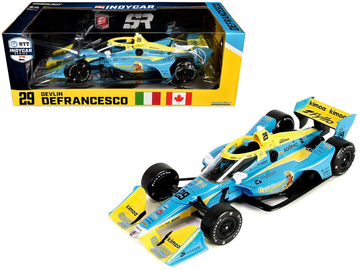 Dallara IndyCar #29 Devlin DeFrancesco "WOOOOO Energy" Andretti Steinbrenner Autosport (Road Course Configuration) "NTT IndyCar Series" (2023) 1/18 Diecast Model Car by Greenlight LuxuryLifeWay Online Store
