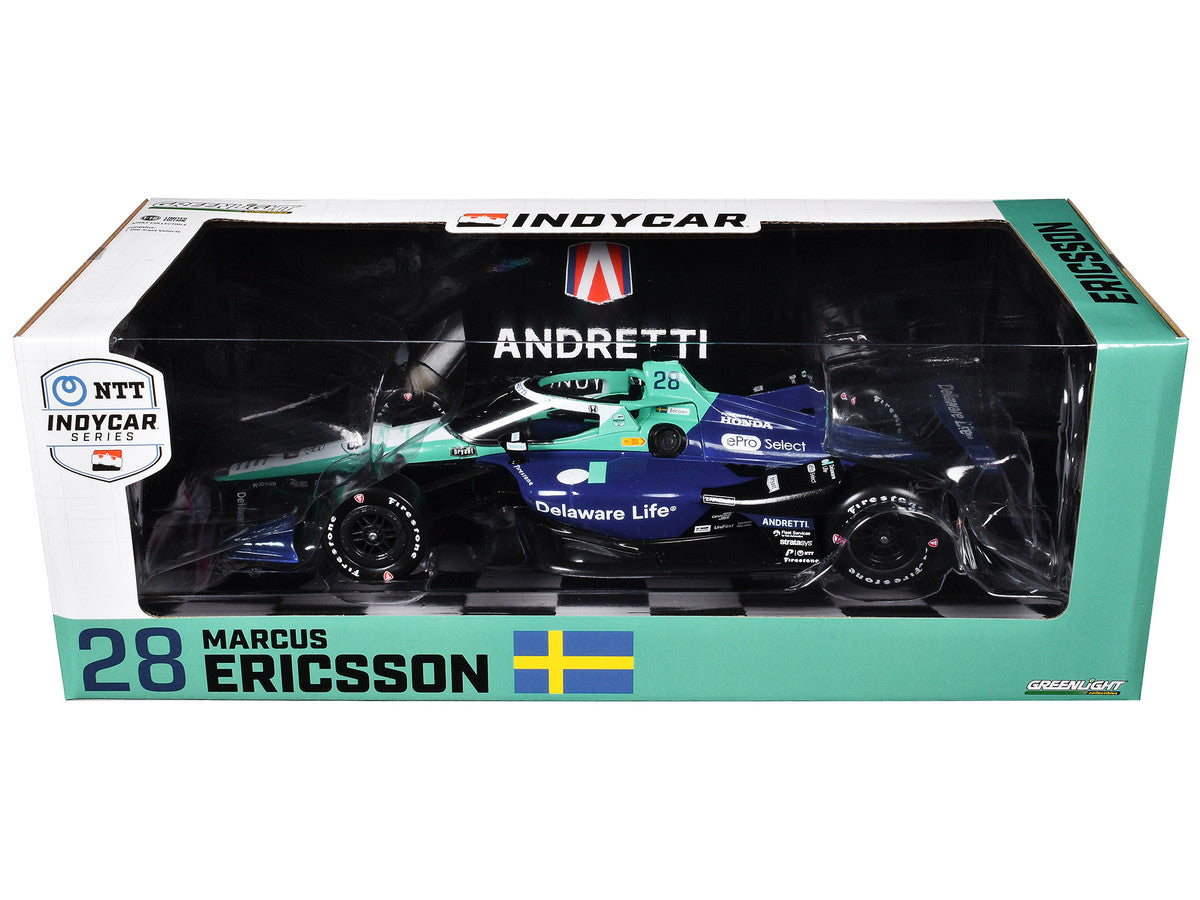 Dallara IndyCar #28 Marcus Ericsson "Delaware Life" Andretti Autosport "NTT IndyCar Series" (2024) 1/18 Diecast Model Car by Greenlight LuxuryLifeWay Online Store