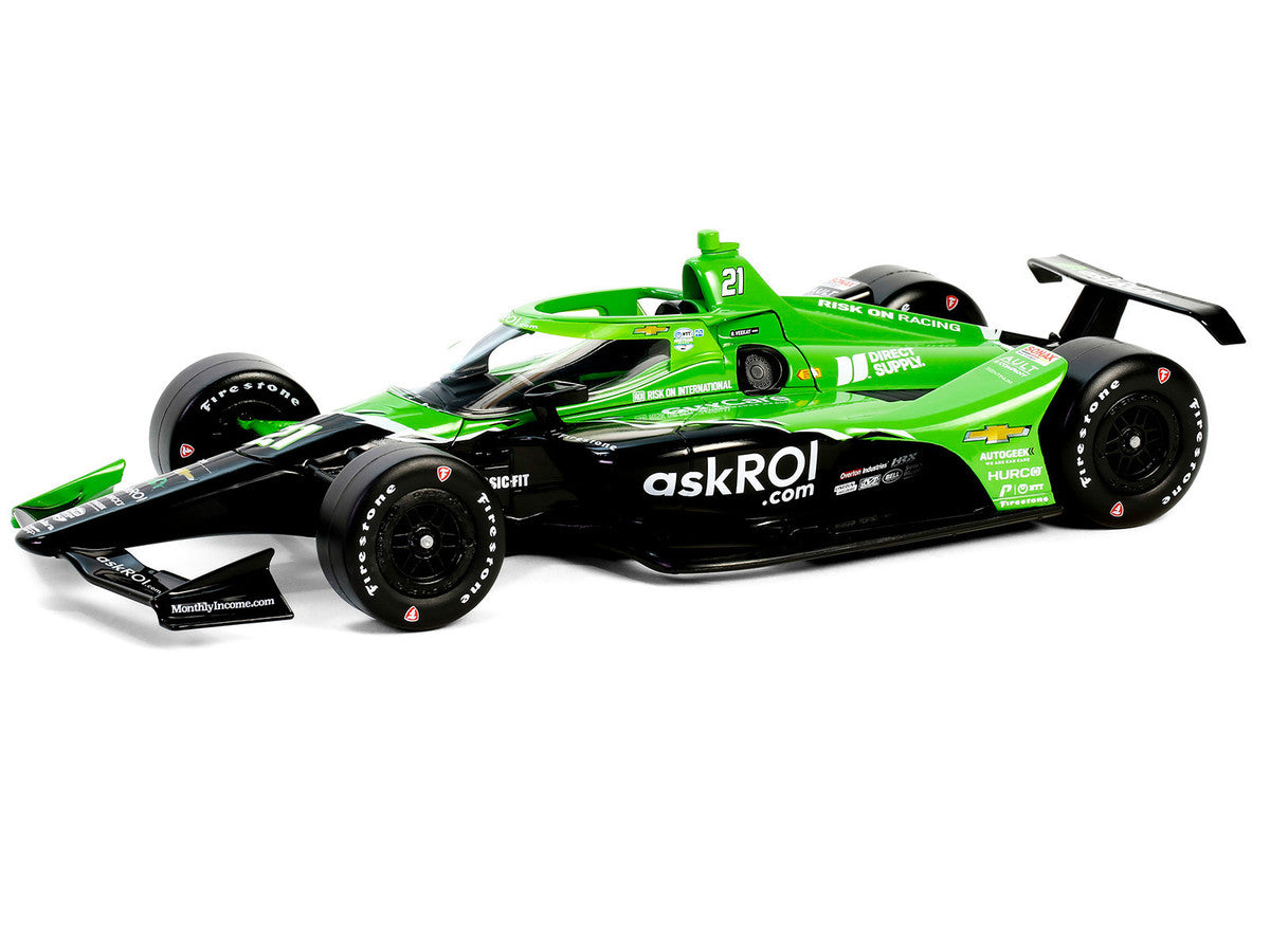 Dallara IndyCar #21 Rinus VeeKay "Risk On International" Ed Carpenter Racing "NTT IndyCar Series" (2024) 1/18 Diecast Model Car by Greenlight LuxuryLifeWay Online Store