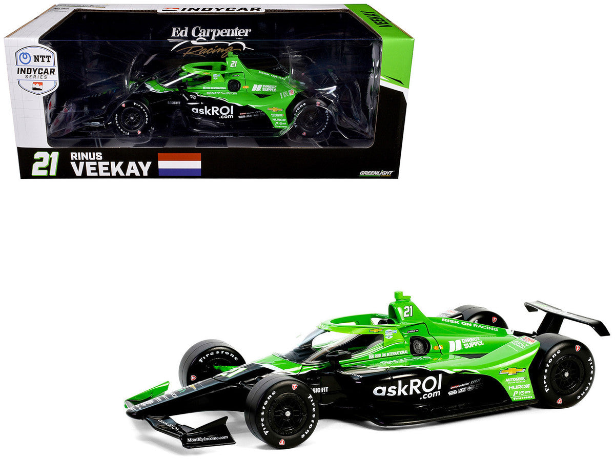 Dallara IndyCar #21 Rinus VeeKay "Risk On International" Ed Carpenter Racing "NTT IndyCar Series" (2024) 1/18 Diecast Model Car by Greenlight LuxuryLifeWay Online Store