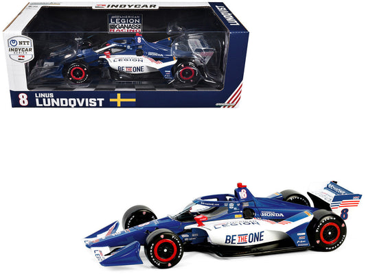 Dallara IndyCar #8 Linus Lundqvist "The American Legion" Chip Ganassi Racing (Road Course Configuration) "NTT IndyCar Series" (2024) 1/18 Diecast Model Car by Greenlight LuxuryLifeWay Online Store