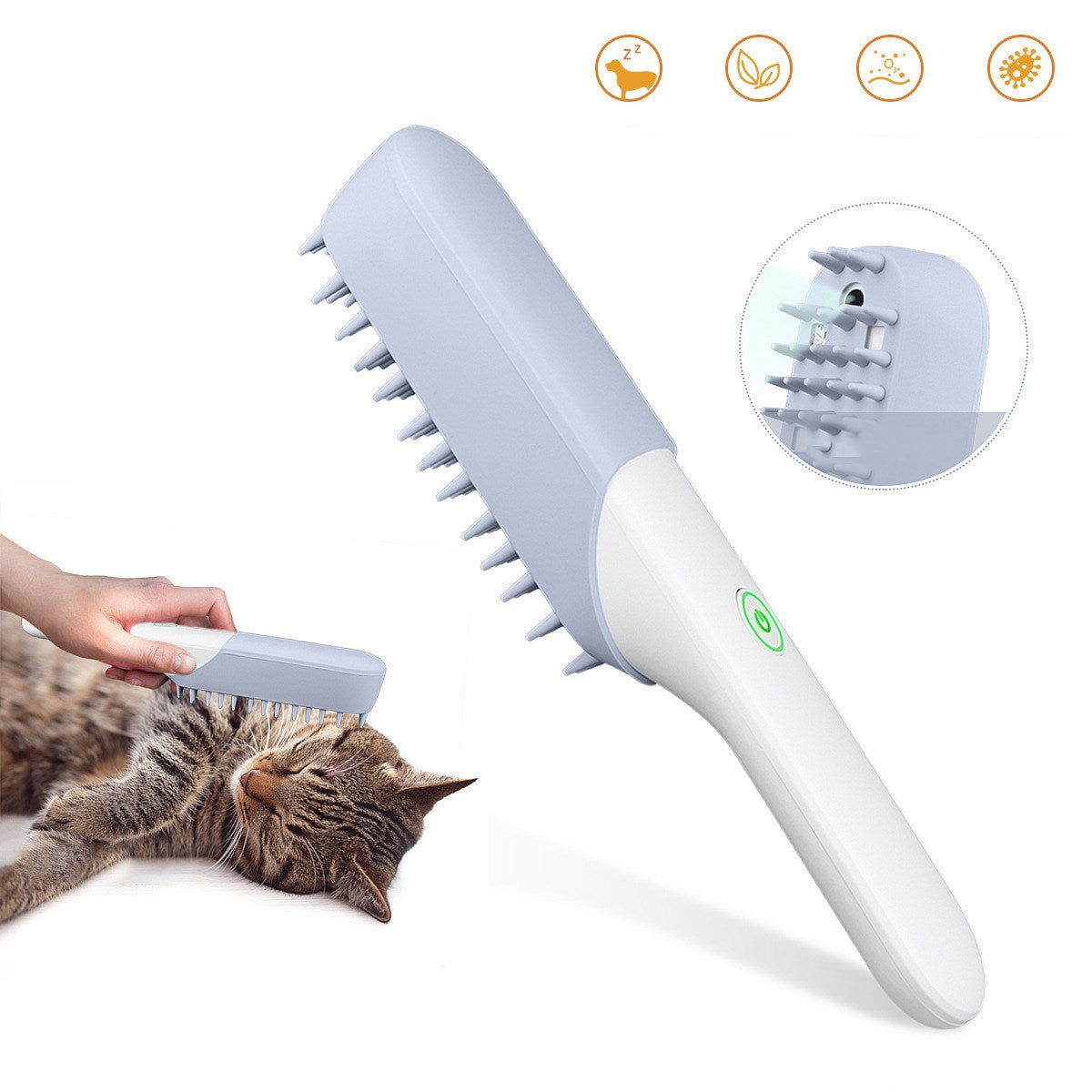 Pet Silicone Massage Brush Deodorant Sterilization Comb Handle Dog Grooming Shaving Massage Cleaning Comb Fur Remove Brush Pets Fashion