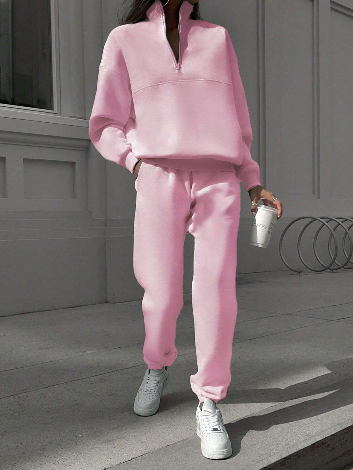 Long-sleeved Sports Sweatshirt Suit Fashion Stand-up Collar Zip-up Top And Elastic Band Trousers With Pocket Srping Fall Clothing For Women NorixaFashion.com