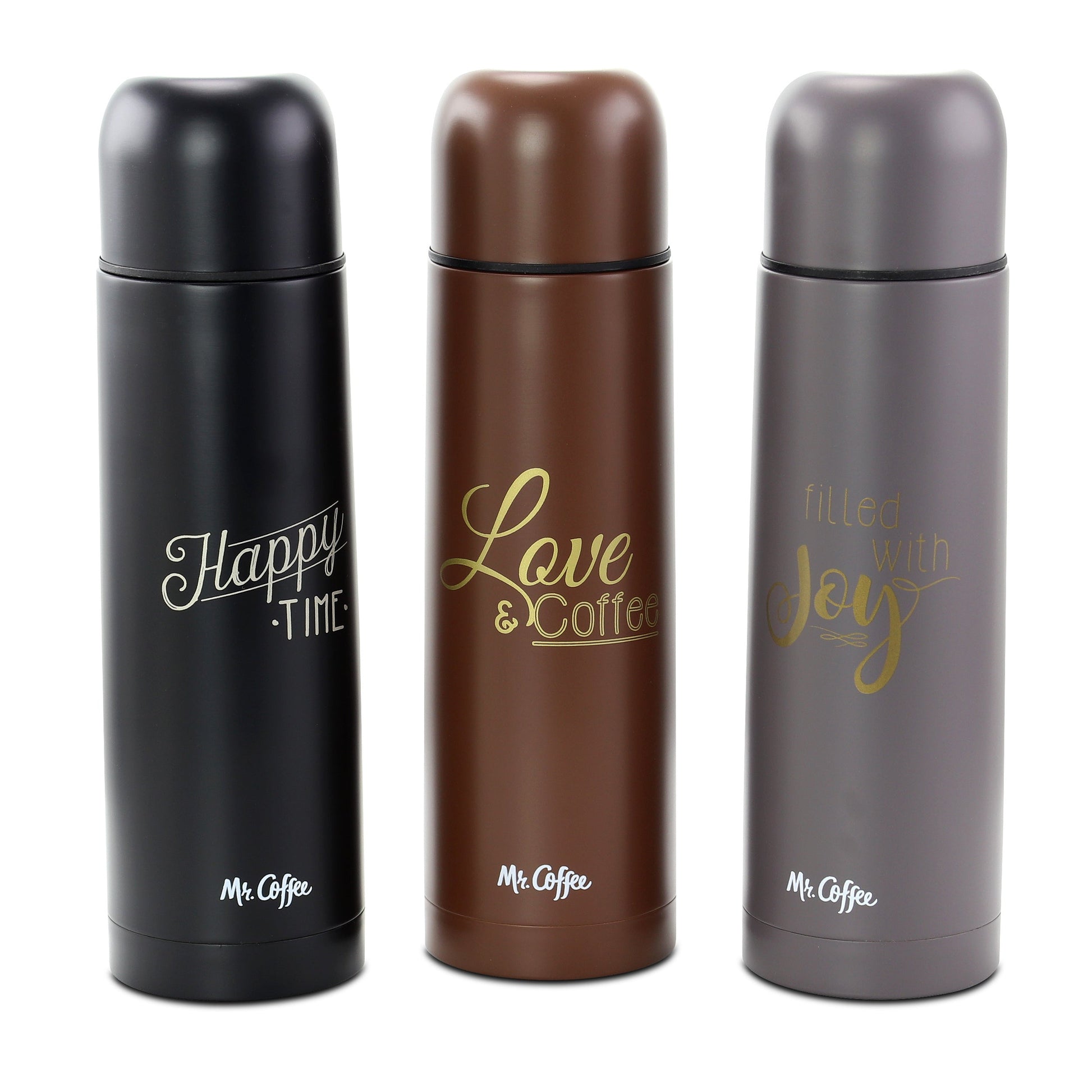 Mr. Coffee Luster Javelin 3 Piece 16 Ounce Stainless Steel Thermal Travel Bottle Set in Assorted Colors LuxuryLifeWay Online Store