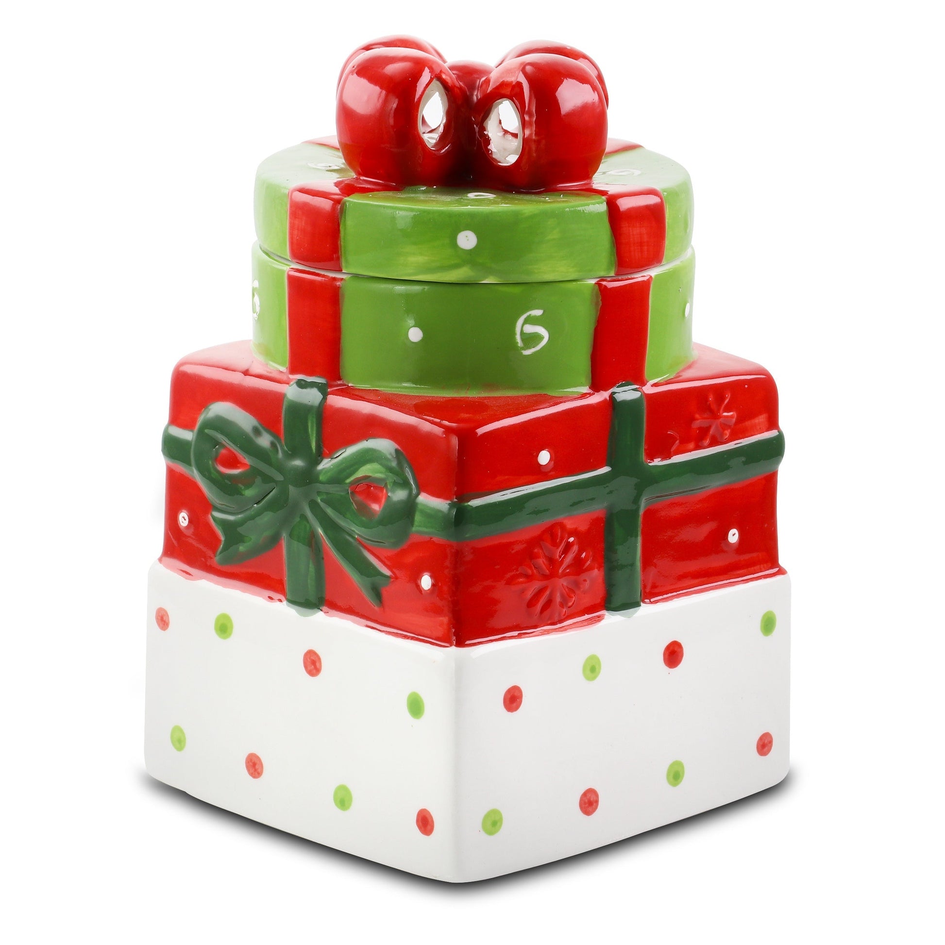 Gibson Home Christmas Estate 7.5 Inch Gift Box Holiday Cookie Jar LuxuryLifeWay Online Store