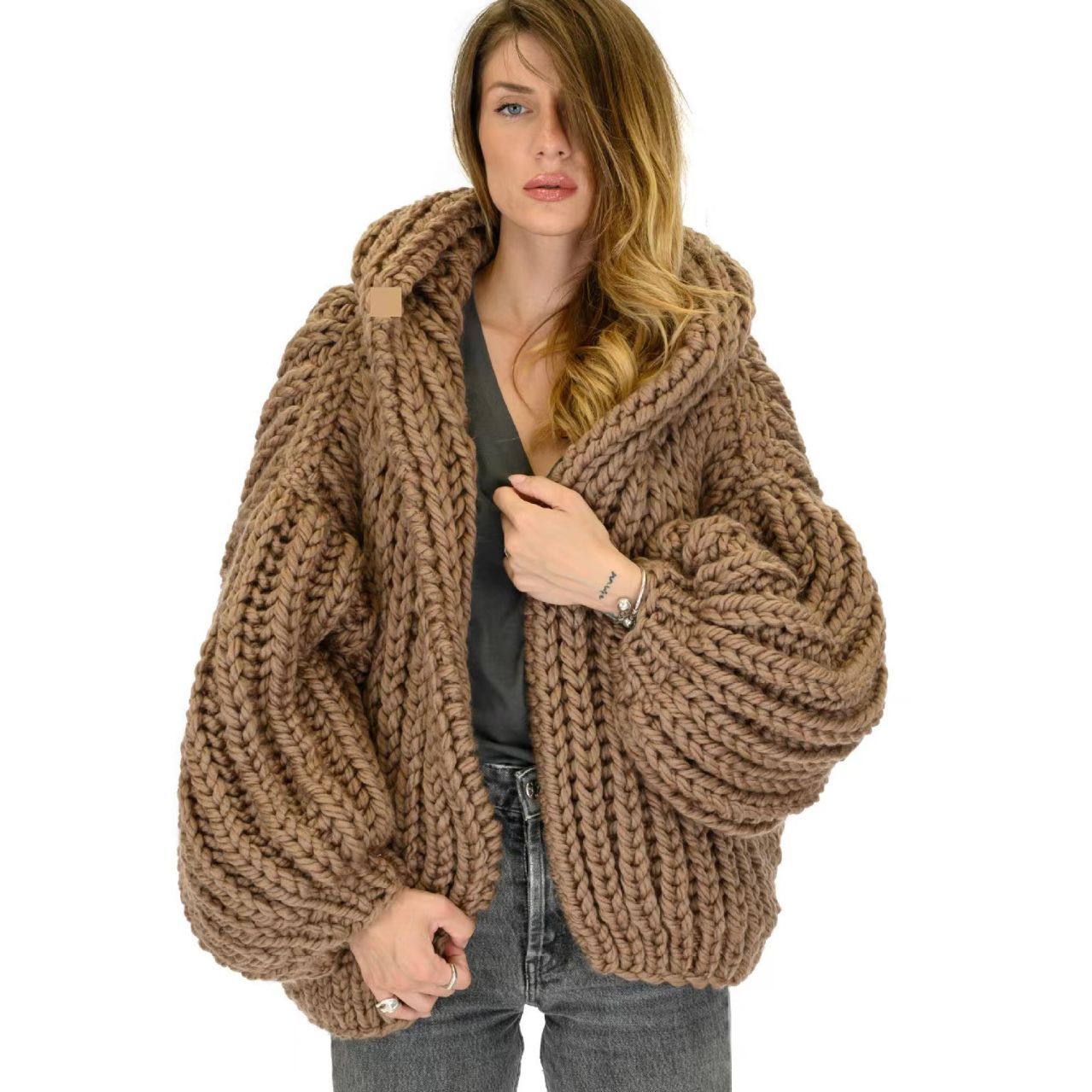Women's Loose And Lazy Style Hooded Cardigan Sweater Best YouTube Store