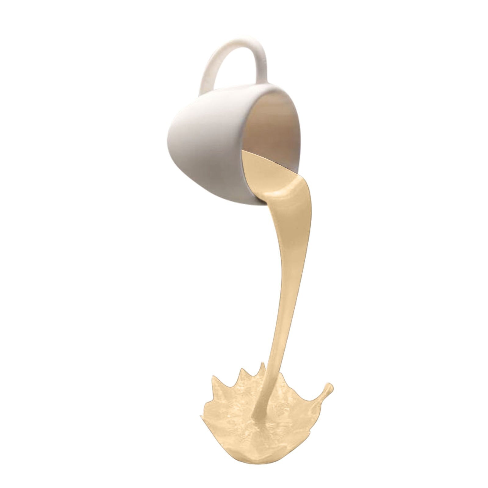 Floating Coffee Cup Mug Sculpture Kitchen Decor Pouring Spilling Decoration PearlNestDecor.com