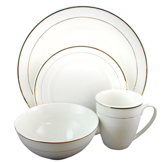 Gibson Home Palladine 16 Piece Dinnerware Double Gold Banded Set LuxuryLifeWay Online Store