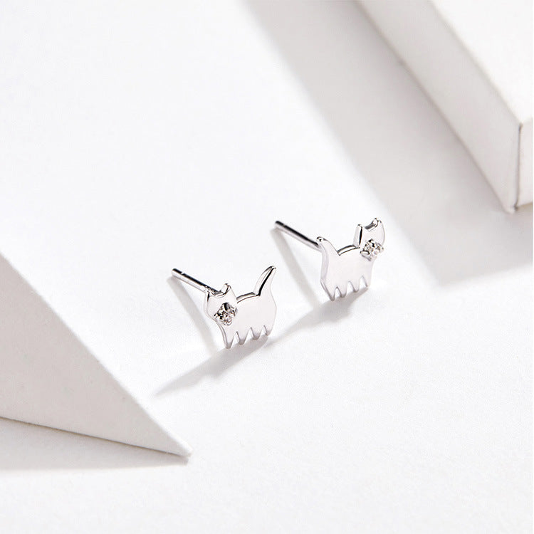 S925 cat earrings in sterling silver LadyShow.Store