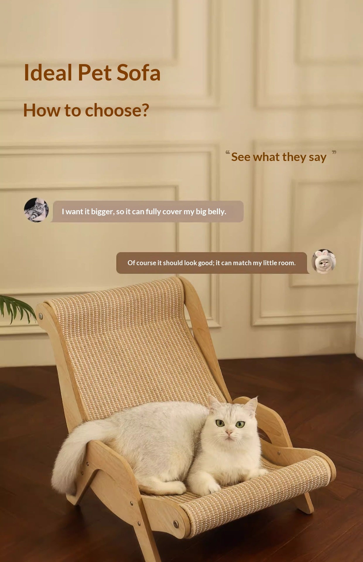 Sisal Cat Scratcher Bed Lounge, Wear-Resistant Low-Shedding Toy Pets Fashion
