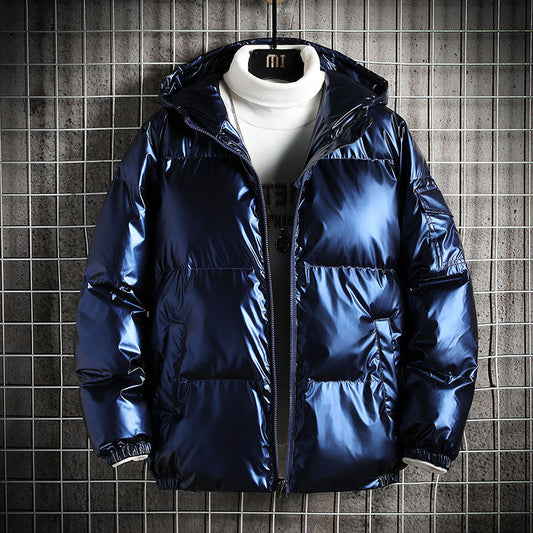 Thickened shiny hooded cotton jacket CJD