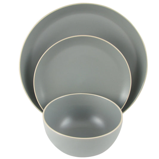 Gibson Home Rockaway 12 Piece Stoneware Dinnerware Set in Matt Grey LuxuryLifeWay Online Store